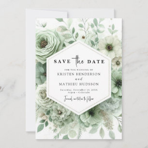 Aardige grillige Waterverf Sage Green Wedding Save The Date