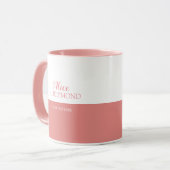 aardige halve roze & witte mok met een speciale na (Voorkant links)