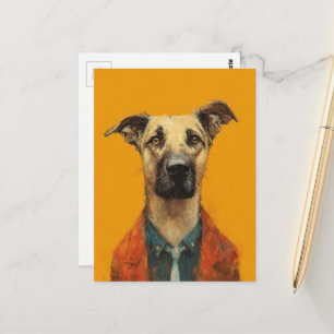 Aardige hond in een pak briefkaart