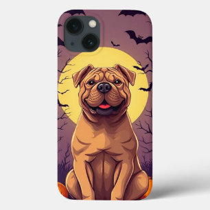 Aardige hond in Halloween scène met pompoenen iPhone 13 Hoesje
