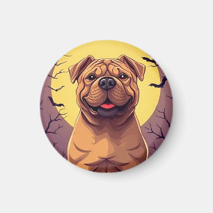 Aardige hond in Halloween scène met pompoenen Magneet