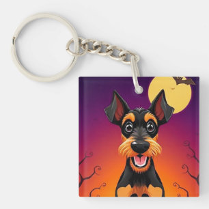 Aardige hond in Halloween scène Sleutelhanger