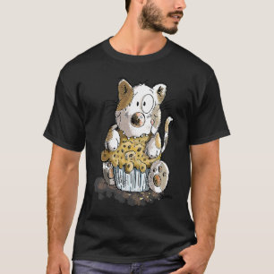 Aardige kat die een muffin of cake voor kat eet t-shirt