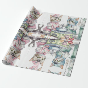 Aardige katten in de keuken cadeaupapier