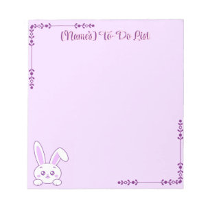 Aardige Kawaii Pastel Paarse Kijkende Konijn Op Ma Notitieblok