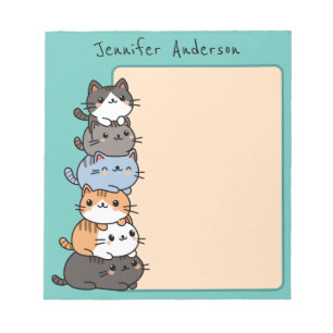 Aardige Kawaii Stapel Kittenkatten Aangepast Notitieblok