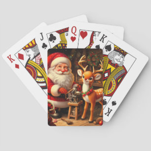 Aardige Kerstman en rendieren Pokerkaarten