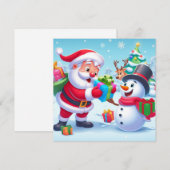 Aardige Kerstman en Sneeuwman  Feestdagenkaart (Voorkant / Achterkant)