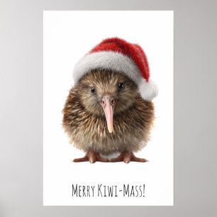Aardige Kerstmis Kiwi, op maat Poster