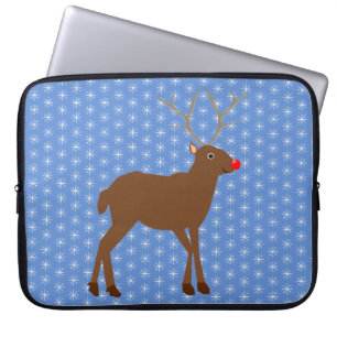 Aardige Kerstreeh met Rode Neus Laptop Sleeve