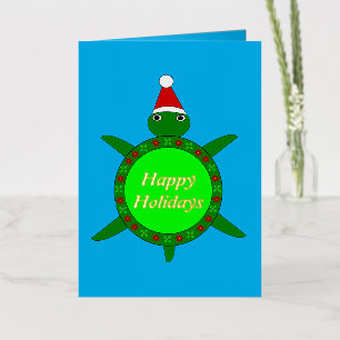 Aardige Kerstschildpad met Bloemrijke Schelp op Ma Folie Wenskaart