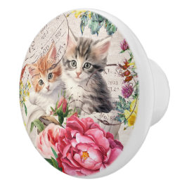 Aardige kitty Kleurrijke bloemstempels meubels Keramische Knop