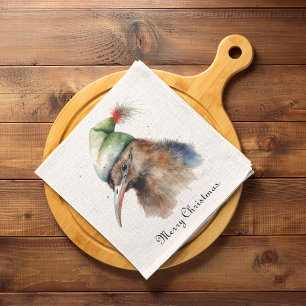 Aardige Kiwi-vogel in Kerstman Elfenhoed, op maat Servet
