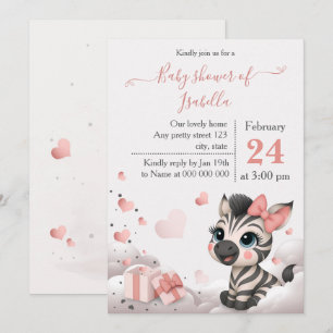 Aardige kleine zebra baby shower uitnodiging