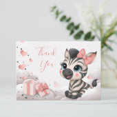Aardige kleine zebra bedankkaart (Staand voorkant)