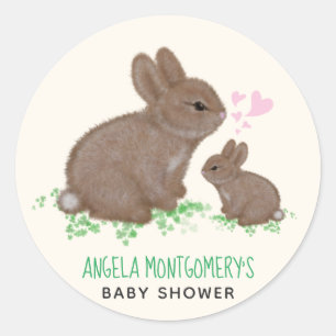 Aardige Konijnen Hartjes Custom Baby Shower Ronde Sticker