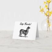 Aardige Llama Schets, Cute Dier Inkt Tekening Kaart (Gele Bloem)