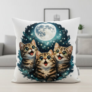 Aardige Maan Kijker Kittens - Fonkelende Sterrenli Kussen