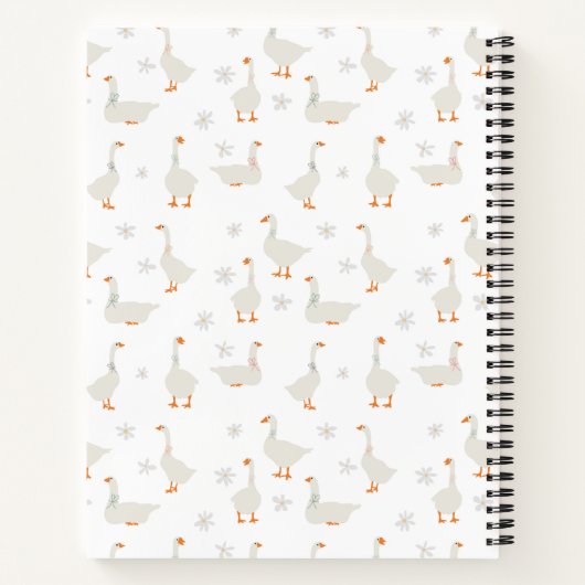 Aardige met de hand getekende gans en madeliefjes  notitieboek (Achterkant)