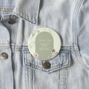 Aardige Natuur Bloemenfee 1e Verjaardag Knop Ronde Button 7,6 Cm