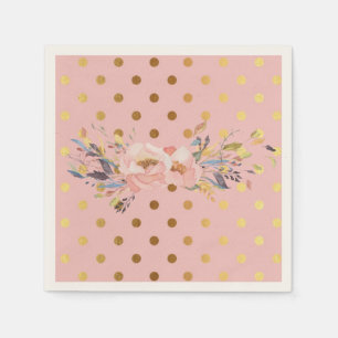 Aardige nepgouden polka stippen bloemen servet