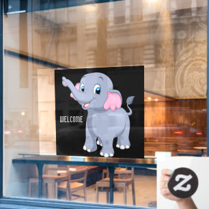 Aardige olifant warme en uitnodigende bord afbeeld raamsticker