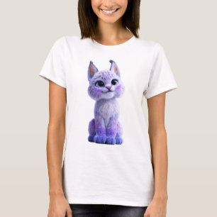 Aardige Paarse Lynx Kitten Illustratie Vrouwen T-shirt