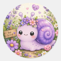Aardige Paarse Slak Bloem Kawaii Sticker