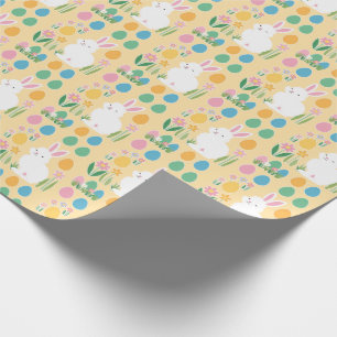 Aardige paashaas en bloemen inpakpapier