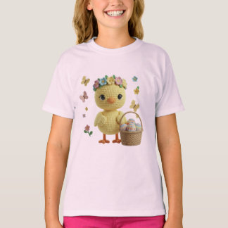 Aardige Paashaas met Bloemenkroon en Eieren T-shirt