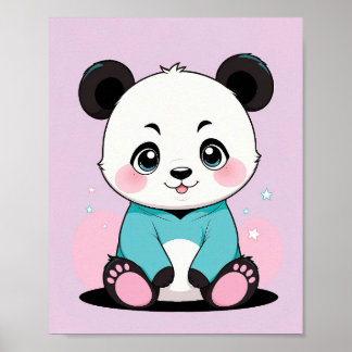 Aardige panda in hoodie - Mooie kinderkamer muurku Poster