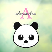 Aardige Pandabeer Aangepaste Monogram Ruitsticker Raamsticker (Vel 3)