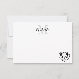 Aardige pandabeer strip  Aangepaste monogram Notitiekaartje