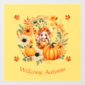 Aardige pompoenfee in herfstkrans raamsticker (Vel)
