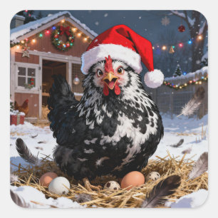 Aardige Poolse Kippetjes Kerst Vierkante Sticker