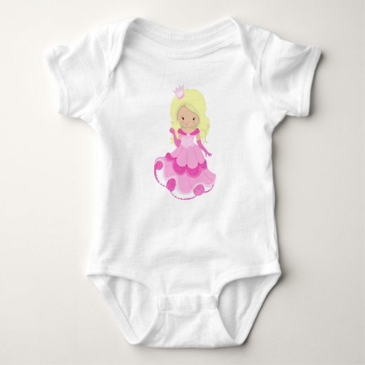 Aardige Prinses, Kroon, Roze Jurk, Blond Haar Romper (Voorkant)