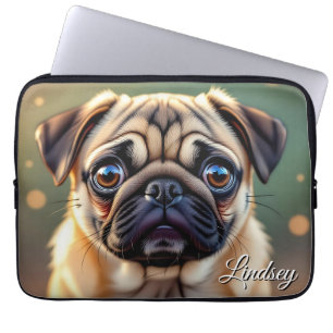 Aardige Pug Close-up Persoonlijke Cute Hond Laptop Sleeve