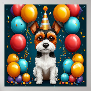 Aardige Puppy die Verjaardag Viert Poster