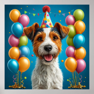 Aardige Puppy die Verjaardag Viert Poster