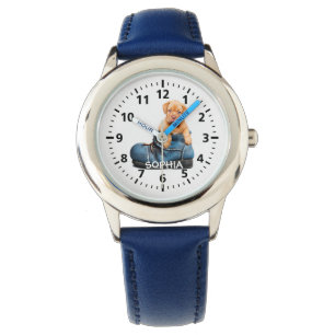 Aardige Puppy in Schoen Gepersonaliseerde Kinderho Horloge