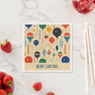 Aardige retro patroon ornamenten vrolijk kerstfees servet