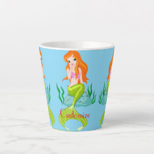 Aardige roodharige zeemeermin Thunder_Cove Latte Mok