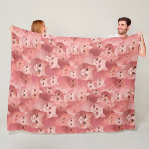 Aardige Roze Kat Fleece Deken