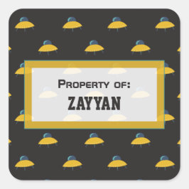 Aardige Ruimteschip Patroon Persoonlijk Vierkante Sticker