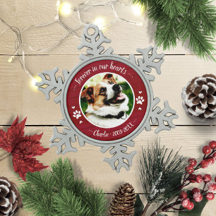 Aardige Rustieke Hond Dierenherdenking Aangepaste Tin Sneeuwvlok Ornament