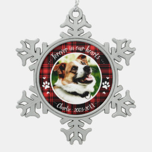 Aardige Rustieke Hond Dierenherdenking Aangepaste  Tin Sneeuwvlok Ornament