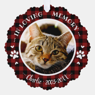Aardige Rustieke Kat Huisdier Herdenking Aangepast Ornament Kaart