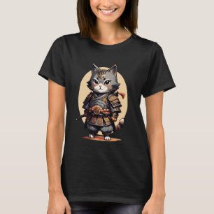 Aardige samoerai kat in traditionele wapenrusting t-shirt