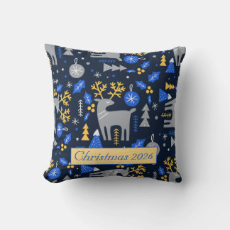Aardige Scandinavische kerst Kerstmis stijl Blauw Kussen