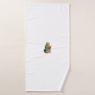 Aardige Schildpad Leest Boeken (3) Badhanddoek